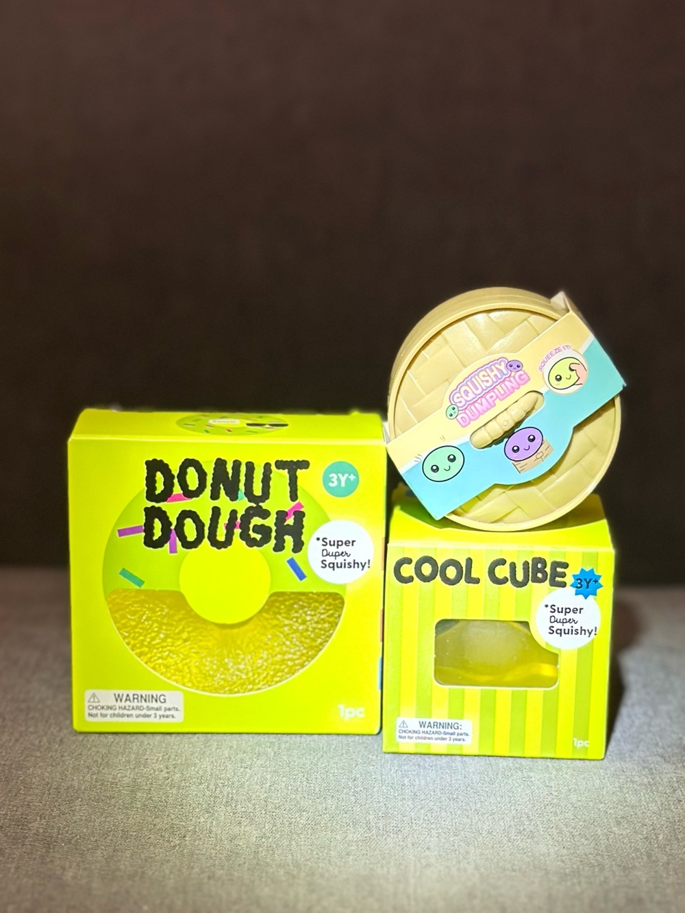 Squishy Bundle 3 - Donut Dough, Cool Cube Squishy and Mini Dumpling NWT (Yellow)